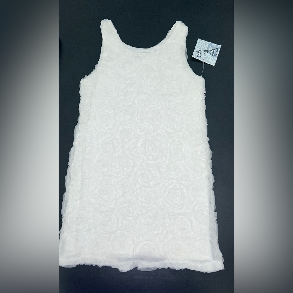Elida B Girls Dressy Dress White Flowers Size 14